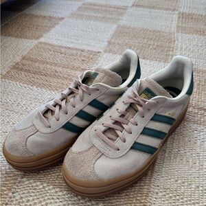 Adidas Beige and Green Sneakers